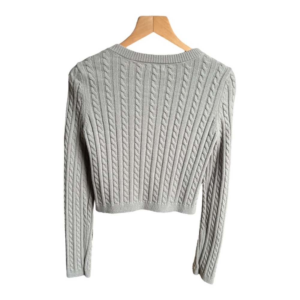 Nordstrom BP Women’s Grey Cropped Cableknit Cardigan Sweater, Size Medium - Picture 3 of 9